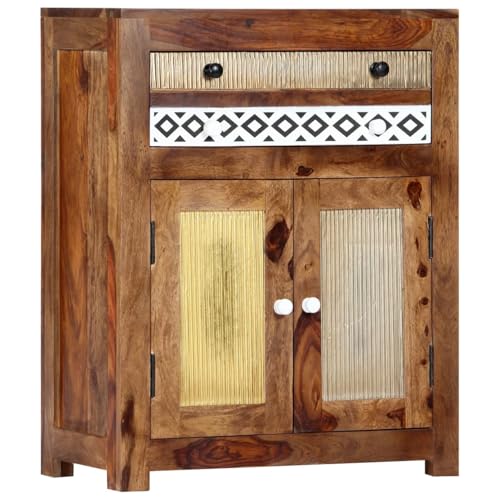 Vopese Aparador de Madera Maciza de sheesham 60x30x75 cm Armario de Almacenaje, Aparador Auxiliar Mueble de Almacenaje de Salón Buffet Moderno