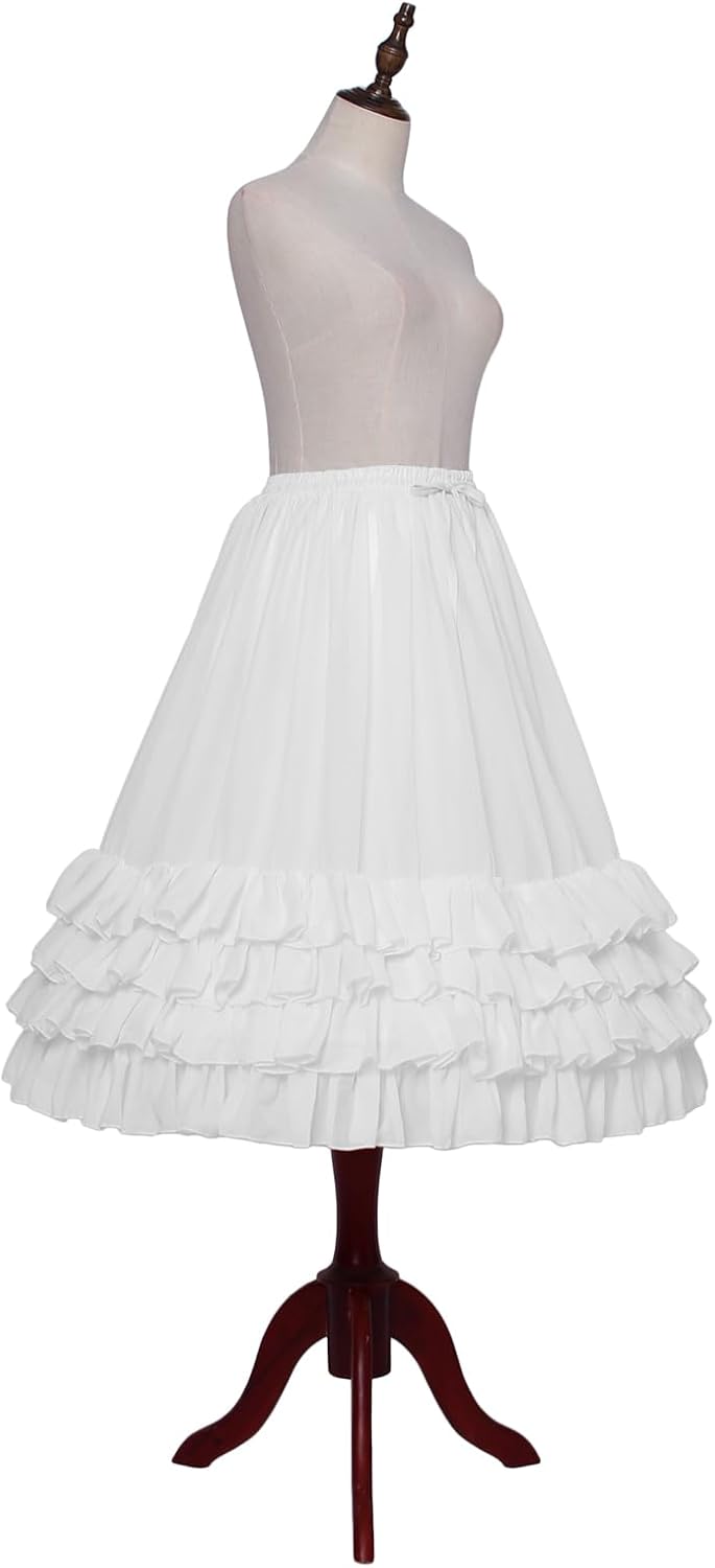 YULUOSHA Women Crinoline Petticoat Hoop Skirt Ball Gown Ruffled Layered Lolita Underskirt for Wedding Cosplay Victorian Dress