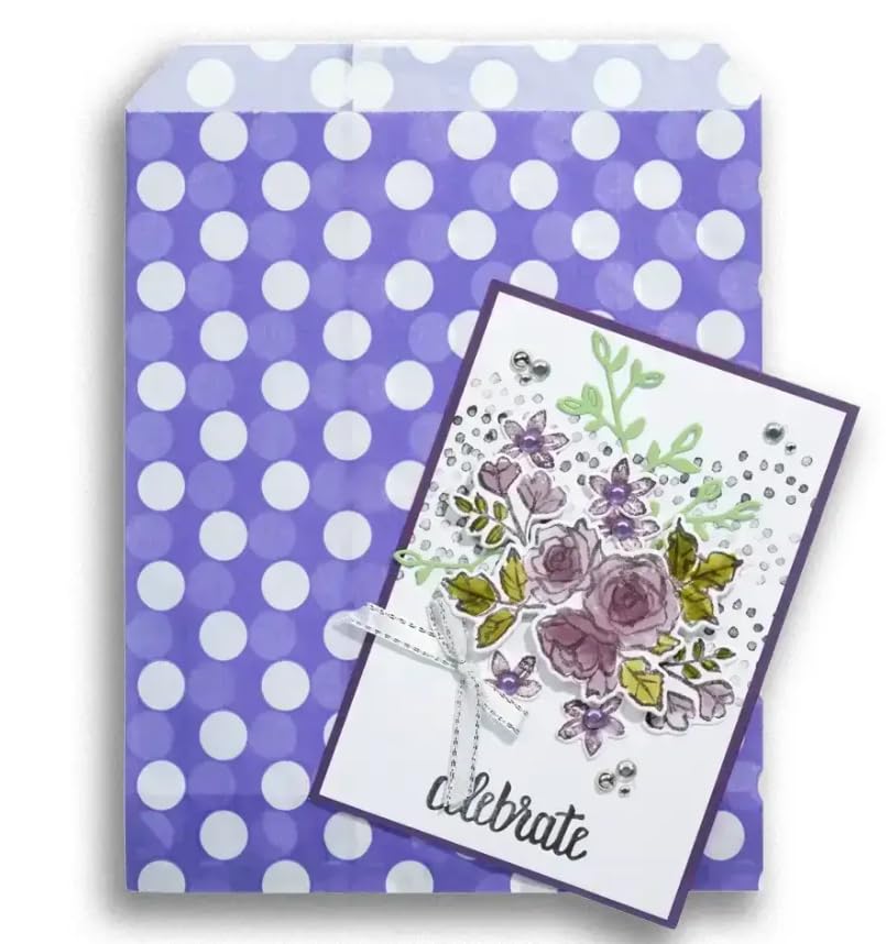 Ezkart Assorted Striped Candy Paper Bags - Perfect for Wedding Cakes Kids Parties & Popcorn; Purple Polka Dot, 100 Bags - Image 2