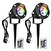 Produktbild LEDMO 20W RGB LED Gartenleuchte mit Erdspieß,2 Stücke LED Gartenlampe 2000LM led strahler außen IP65