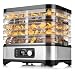 LEHMANN Dörrautomat Edelstahl 450 W, Dörrgerät mit 5 höhenverstellbaren Tabletts, Temperaturregler 35-70°C, BPA-frei, 24h-Timer, Obsttrockner für Lebensmittel, Pilze, Früchte, Fleisch, Gemüse