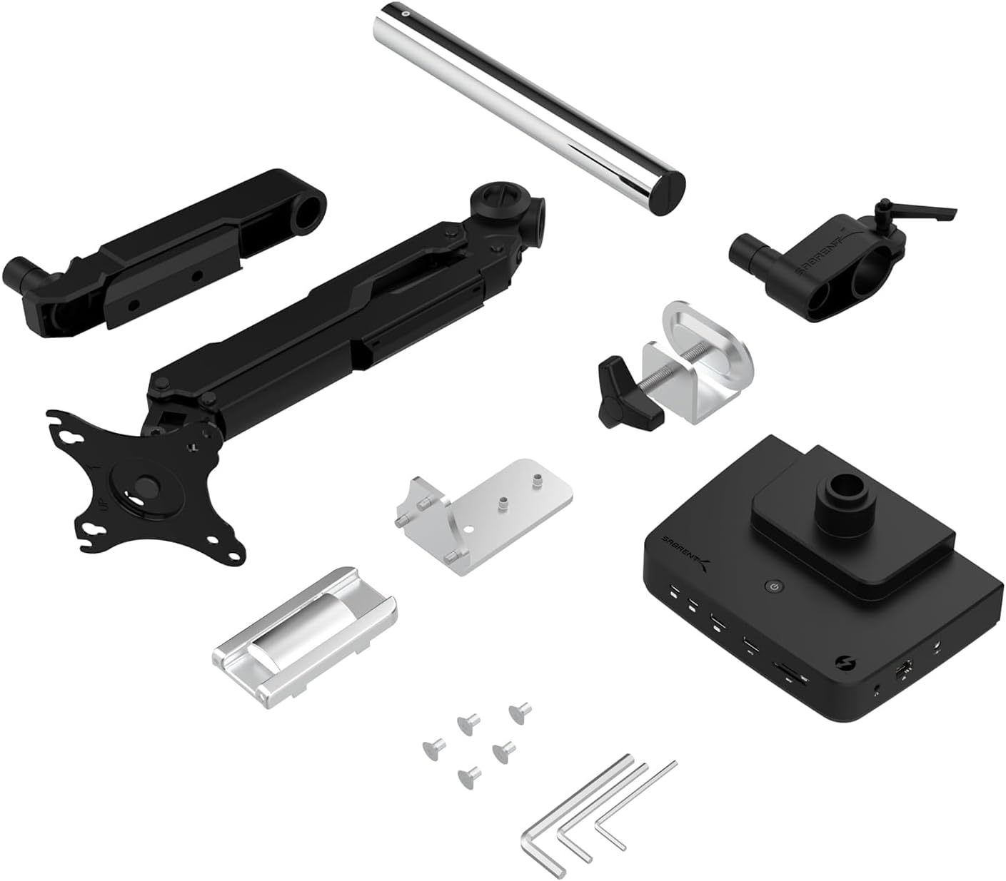 SABRENT Thunderbolt 4 Docking Station with Monitor Desk Mount, Gas-Lift Arm, 4 USB Ports, UHS-II Card Reader, Gigabit Ethernet, HDMI, DisplayPort, 8K/4K, VESA Mount for Monitors up to 32” (DS-T4WA)