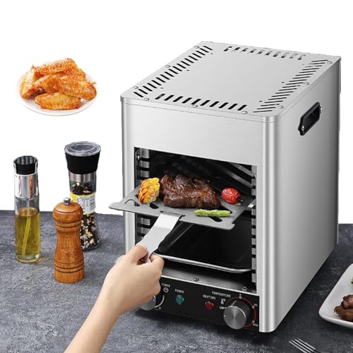 Kindevieft Asador Comercial De Interior De 1700 W con Temporizador De 30 Minutos Y Ajuste De Temperatura De 800 ℃, Horno EléCtrico Comercial para Carnes, Precalentamiento De 5 Minutos