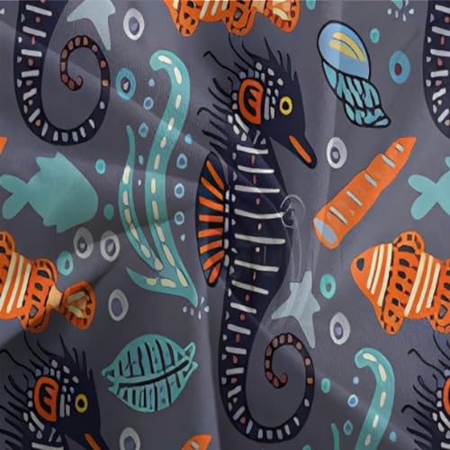 Housse de couette fermeture éclair microfibre lit simple animaux marins - 8