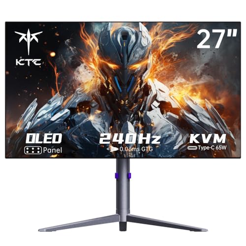 Image of KTC 27 Inch OLED Gaming Monitor, QHD 2560 x 1440, 240Hz, 0.03ms, Type-C 65W, Built-in Speakers, G-SYNC & FreeSync, HDMI2.0, DisplayPort1.4, USB-C 3.0, G27P6