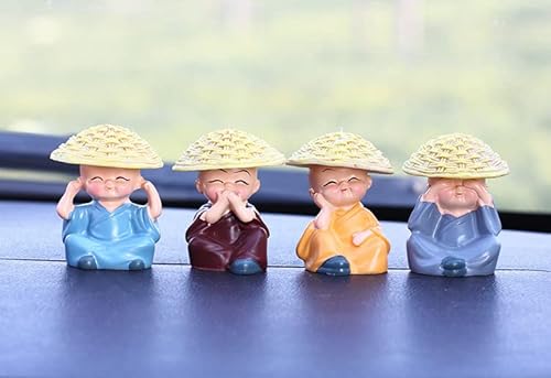 Niedlicher Mönch-Figuren, kleine Harzstatue, Buddha, kreativ, Handwerk, Dekoration wie zu Hause, Büro, Auto, Innendekoration, Dekoration, Puppen, Spielzeug (Typ C) Cover