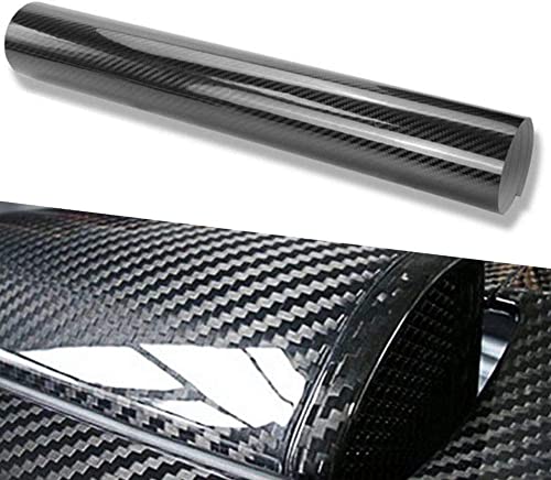 JZK 30cm x 300cm 6D Gloss carbon fibre vinyl wrap for car interior, black car vinyl wrap, carbon fibre wrap for cars, glossy carbon wrap, carbon fiber protective film for motorcybike