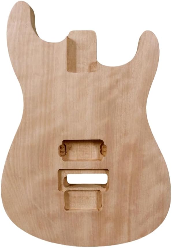 Yinfente Electric Guitar Body Mahogany Wood H Pickups fit Floyd Rose Locking Nut Unfinished for Guitar Building Replacement Guitar Body