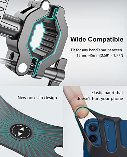 Acrhkoor Bike Phone Holder, [2022 Shock Resistant Stable Version] 360° Rotatable Adjustable Detachable Motorcycle Phone Mount, Compatible with iPhone 13 12 11 Pro Max, Samsung(4.0"-7.0")