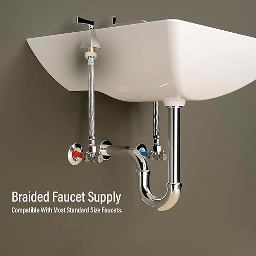 Miniatura 6 de EverFlow - Conector para grifo de 8 pulgadas, acero inoxidable, 27108-NL-2-G, tuercas de latón trenzadas, 12 pulgada IPS X 38 pulgada rosca hembra,