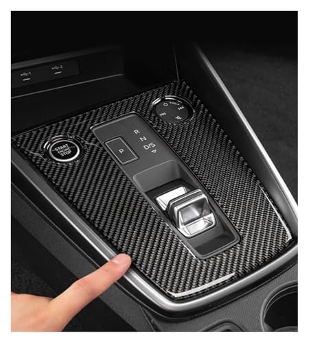 KAMCES Garniture de couverture de décoration de panneau de changement de vitesse de console centrale en fibre de carbone compatible avec Audi A3 8Y 2021 LHD Accessoires intérieurs Style de voiture(A L
