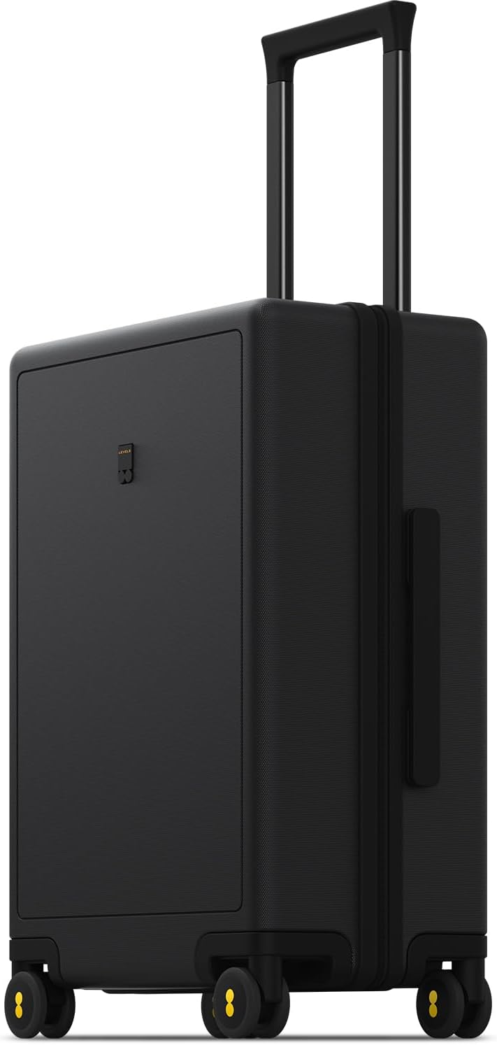 Carry on Suitcase Cabin Luggage 100% PC Trolley Case Micro-Diamond Textured Design with Wheels Lightweight, TSA Approved Hard Shell(55cm, 40L,Black)