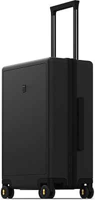 LEVEL8 Hard Shell Carry on Luggage Airline Approved, Carry-on Suitcases with Wheels, Lightweight Luminous Textured Hardside Travel Bag with Tsa Lock, 20 Inch, Black