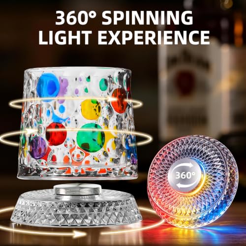 Vigirlc Hand-Painted Spinning Whiskey Glasses Set of 2 with Iceball Molds - image 6