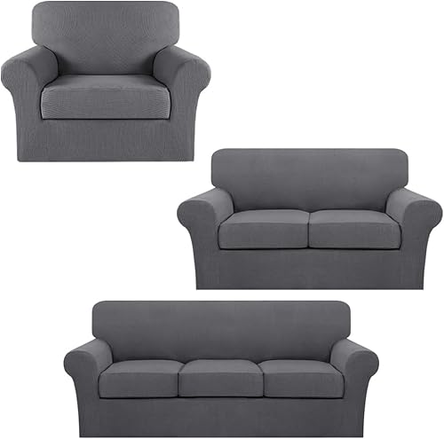 Turquoize Fundas elásticas para sofá de 3 cojines, paquete de funda para sofá biplaza de 2 cojines, funda para sillón, fundas de muebles de sofá con