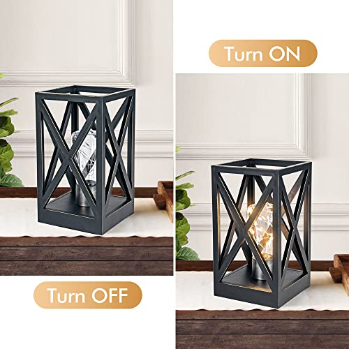 Wingbo 2 Pack Retro Battery Powered Table Lamps, Battery Operated Cordless Desk Lamps, Portable Lamp Set With Bulbs For Living Room Dining Room, Patio Backyard Indoor Outdoor Use, Black Finish #TOP2