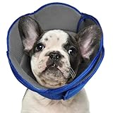 IECOii エリザベスカラー 犬 猫 調整可能 通気性 軽量 柔らかいイヌ カラー 傷舐め防止 引っ掻き防止 傷口保護 術後ケア 中型犬 ブルー M