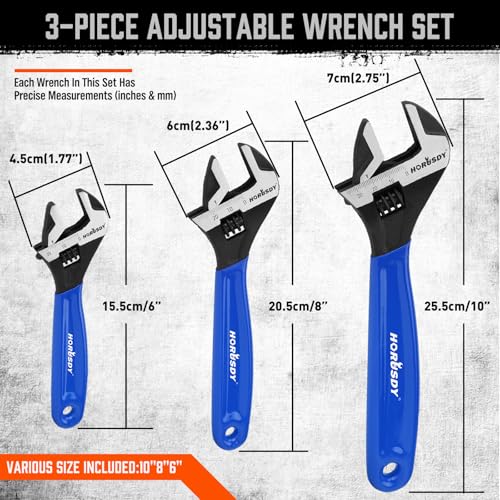 HORUSDY 3-Piece Adjustable Wrench Set
