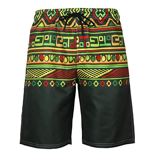 Short de bain pour homme vert imprimé 3D avec cordon de serrage séchage rapide