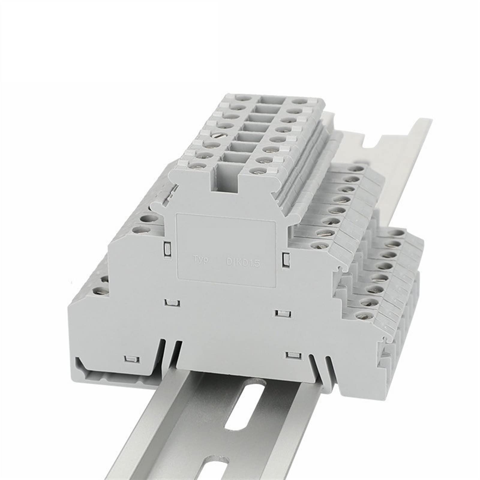 Bloque de terminales DIKD 1.5 para carril DIN con conector trifásico de 6 cables, pack de 10 uds