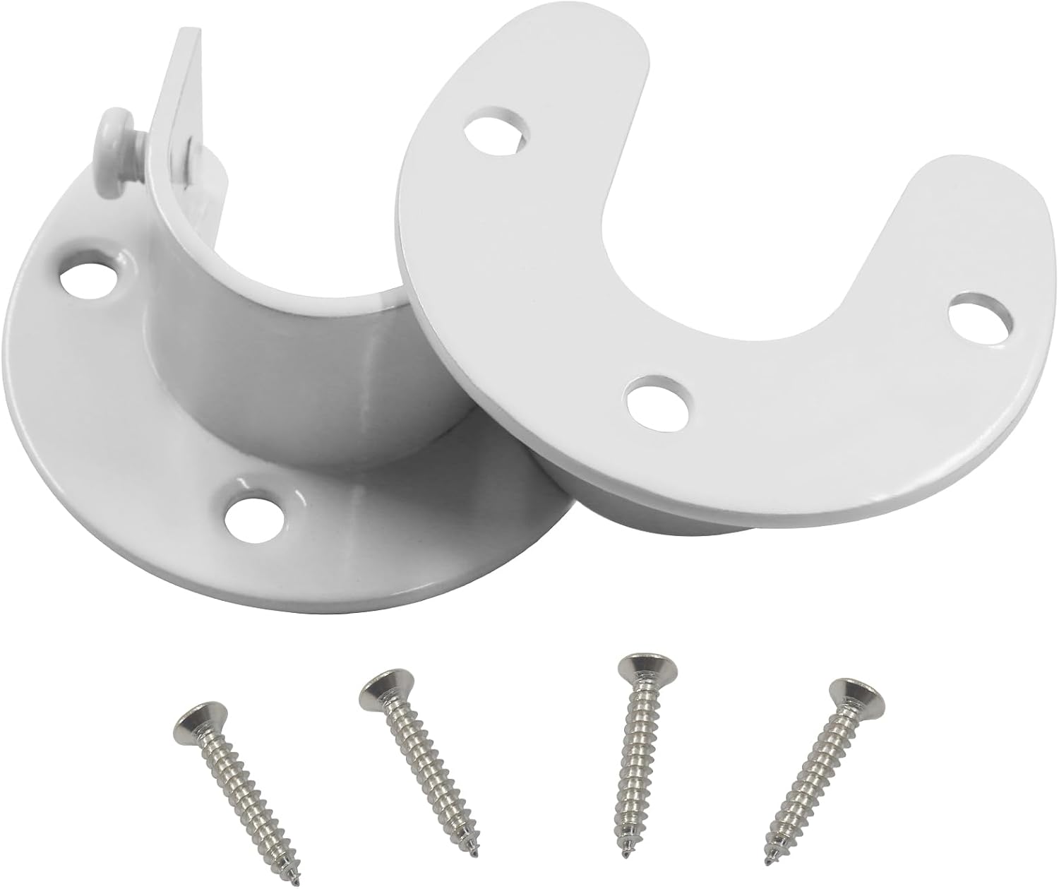 2Pcs Stainless Steel Closet Rod Bracket, 1-1/4Inch Wall Mounted Closet Rod Holders Ceiling Mount Brackets for Bathroom/Interior Decorators(White)