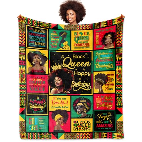 Manta positiva para cumpleaños afroamericana para mujeres, regalos afro para cumpleaños, mujeres negras, 60 x 50 pulgadas, regalos de cumpleaños inspiradores de aliento, regalos de cumpleaños