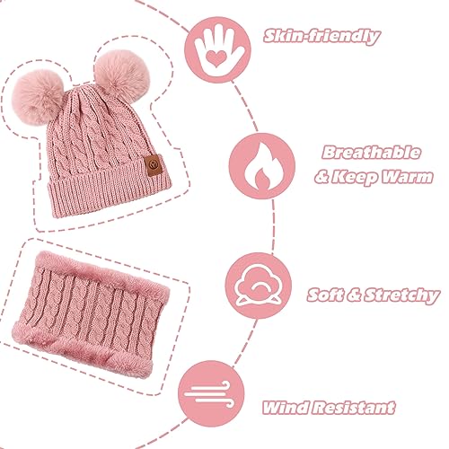 Image of Yuoahcn Kids Winter Beanie Hat Scarf Gloves Set Knit Warm Toddler Winter Cap Gloves Neck Warmer for Boys Girls 1-8 Year
