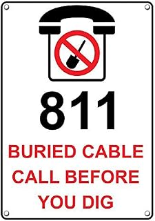 Weatherproof Plastic Vertical 811 Buried Cable Call Before You Dig Sign with English Text and Symbol