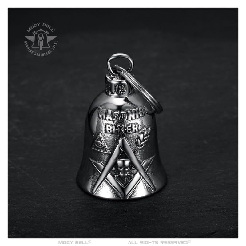 Clochette Moto Franc-maçon Biker Porte-Bonheur Acier Inoxydable Argent