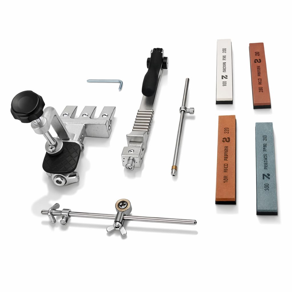 Kit per Affilare i Coltelli Professionale con Pietra per Affilare Robusta Ad Angolo Costante RH 006 Sistema di Affilatura per Utensili da Cucina Chef