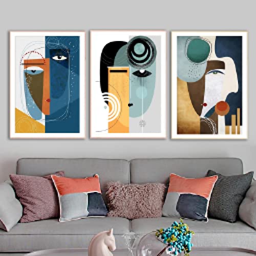 Toile peinture abstraite salon 60x80cm de style géométrique moderne pour mur