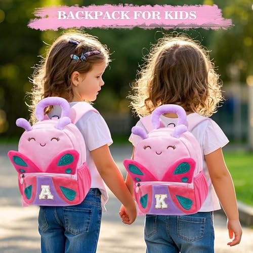YOOLIFE Initial Birthday Gifts for Girls Kids Personalized Kids Backpack for Little Girls, Kindergarten Elementary School Bookbag for Girl Toddler Teen Gift for Daughter Sister Pink Backpack A2