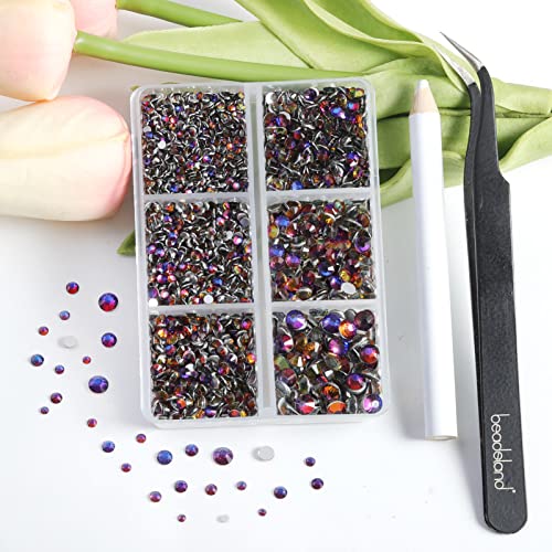Beadsland 4300pcs Flatback Nail Rhinestones,Blue Rhinestones Round Crystal Gems for Crafts,Mixed 6 Sizes with Picking Tweezers and Wax Pencil Kit - Image 4