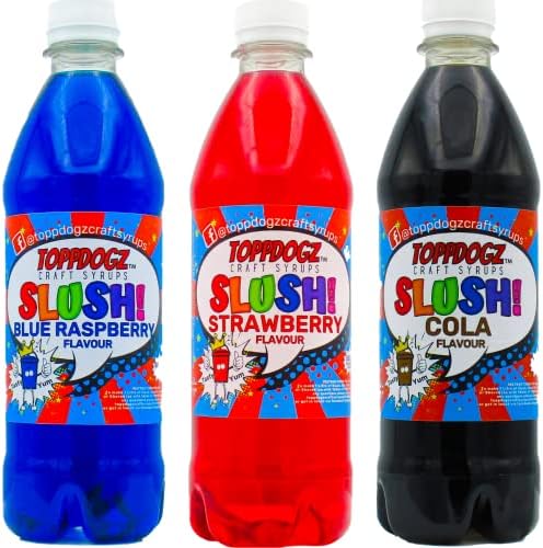 TOPPDOGZ Slush Syrup 3 x 500ml Blue Raspberry, Strawberry & Cola Home Slushie Syrup
