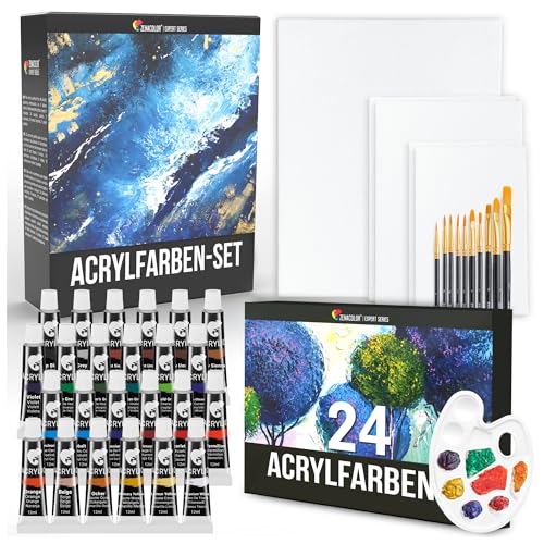 Zenacolor - Acrylfarben set (40 Stück) - 24x12ml Acrylmalerei Starterset -...