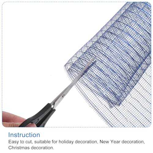 PATIKIL 1pcs Deco-Mesh, 10 Inch x 10 Yard Deco-Mesh Ribbon Roll Foil Metallic for Christmas Tree Wreaths Decoration,Navy Blue - Image 4