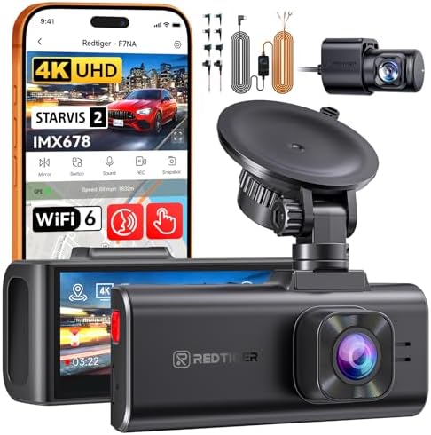 REDTIGER F7NA 4K Dual Dash Cam with Hardwire Kit USB