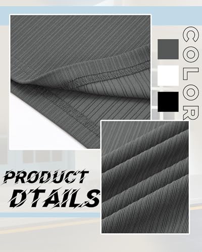 Huukeay 3 Pack Men's T-Shirts Crewneck Short Sleeve Shirts Ribbed Knit Tees Dressy Casual Tops3