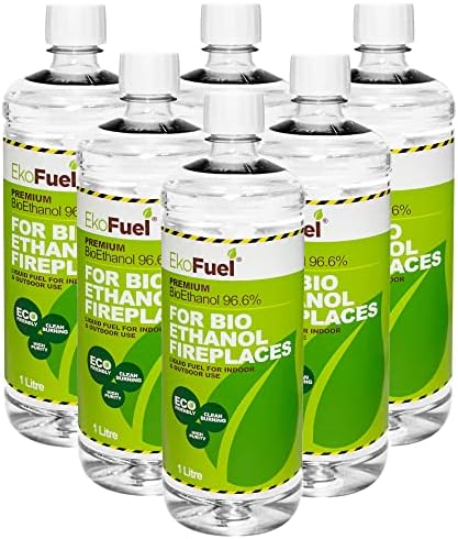 EKOFUEL (1 Litre) Premium Bioethanol Fuel  Bio Ethanol Liquid Fuel for Fires Pits, Fireplace | High Purity Clean Burning Bio Ethanol Fuel | Indoor & Outdoor Ethanol Fuel | Bioethanol Fuel Liquid