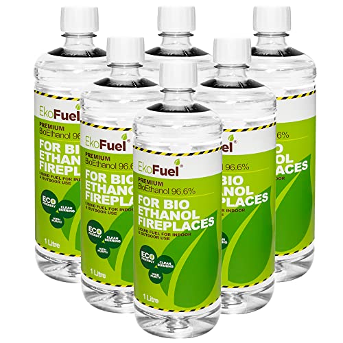 EKOFUEL (6 Litre) Premium Bioethanol Fuel Bio Ethanol Liquid Fuel for Fires Pits Fireplace | High Purity Clean Burning Bio Ethanol Fuel | Indoor & Outdoor Ethanol Fuel | Bioethanol Fuel Liquid