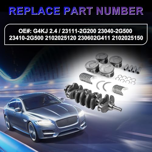 INGKAN G4KJ 2.4L Engine Crankshaft w/Piston Connecting Rod Set Fits for Hyundai Santa Fe/Sonata/Tucson, Kia Optima/Sorento 2.4L DOHC OE G4KJ 23111-2G200 23040-2G500 23410-2G500 2102025120 by INGKAN - Image 3