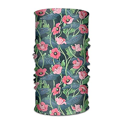 EJjheadband Barracuda Flower 16-in-1 Magic Scarf,Face Mask,Fishing Mask,Thin Ski Mask,Neck Warmer Balaclava Bandana
