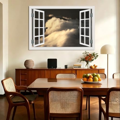 Cuadro lienzo efecto ventana para conectar con la paz de las montañas 2