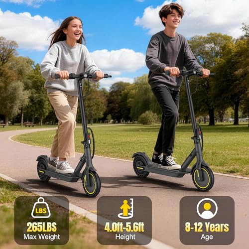 Image of WERHY Foldable Electric Scooter for 7.8 inch-9.4 inch feet, 350W Motor, Max 12 Miles Long Range, 19 MPH Max Speed, 8.5 inch Solid Tire, Lightweight Foldable E-Scooter with Dual Braking, Digital Display