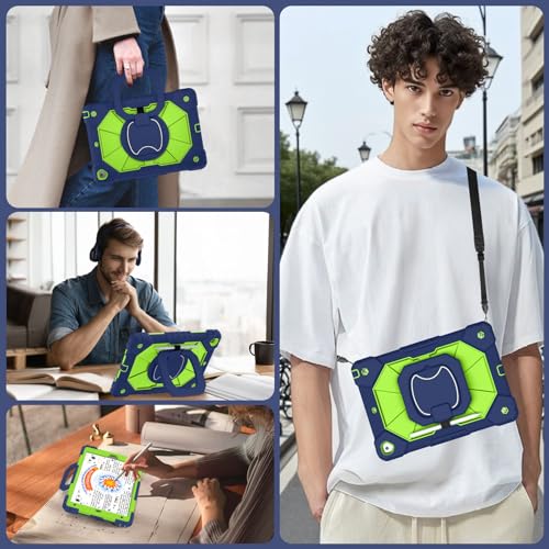 Image of WESOROL Case for iPad 9th Generation 10.2 Inch Tablet Case Military Grade Shockproof Cover for iPad 9th /8th /7th Gen Cases with Rotating Stand Screen Protector Pencil Holder,Navy Green