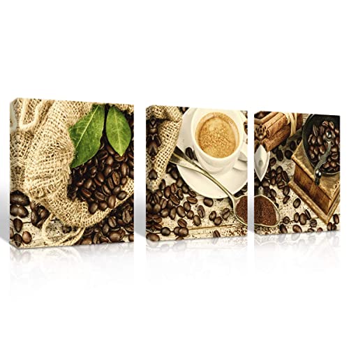 A Cup of Tea Lienzo de café Abstracto para decoración de la Sala de Estar, Dormitorio, Oficina, 12 x 12 Pulgadas, Enmarcado, Color marrón, Negro y Rojo