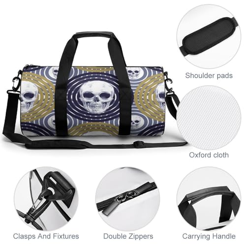 Sac week-end crâne circulaire 45x23x23cm cylindrique durable - 5