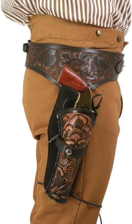 Western Gun Holster – Belt - Fits .22 Cal - Old West Cowboy Fast Draw Rig – Leather Revolver Holder – Revolvers 4''–6.5'' Barrel- Compatible Heritage Rough Rider, Ruger, Wrangler, Colt