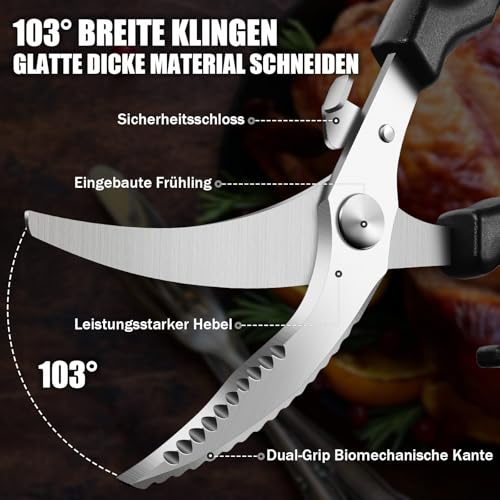 Ciseaux de cuisine professionnels PURPLEBIRD en acier inoxydable robuste - 5