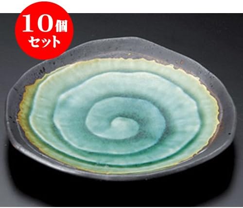 10個セット 丸皿(小) 緑彩6寸三角皿 [19.7&times;3.2cm] 料亭 旅館 和食器 飲食店 業務用